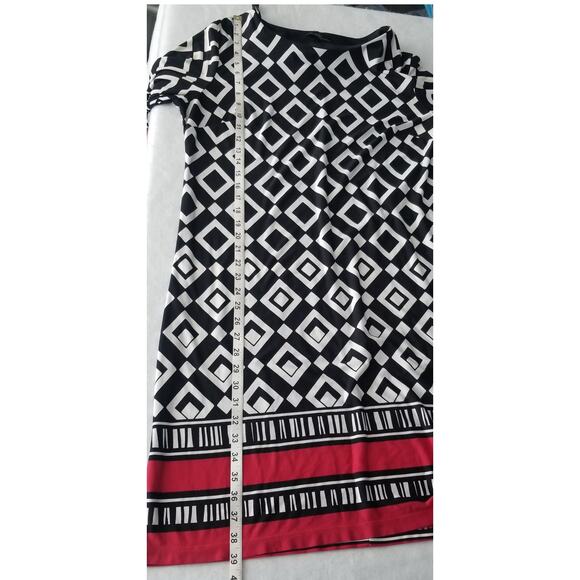 R&K Black White Red Sheath Dress, Size 16 - Picture 6 of 7